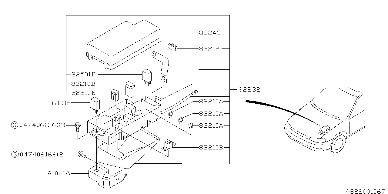 82232FA100 - Genuine Subaru MAIN FUSE BOX ASSY