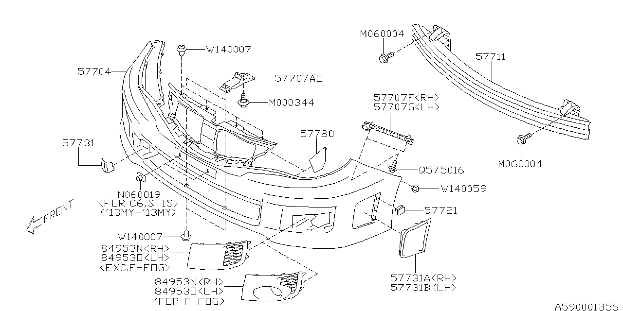 57704FG113 - Genuine Subaru BUMPER FACE FRONT