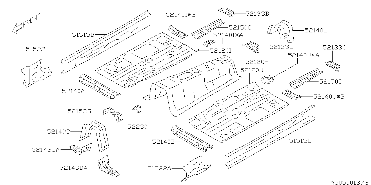 Subaru 52140CA0019P Cross Member Floor Front