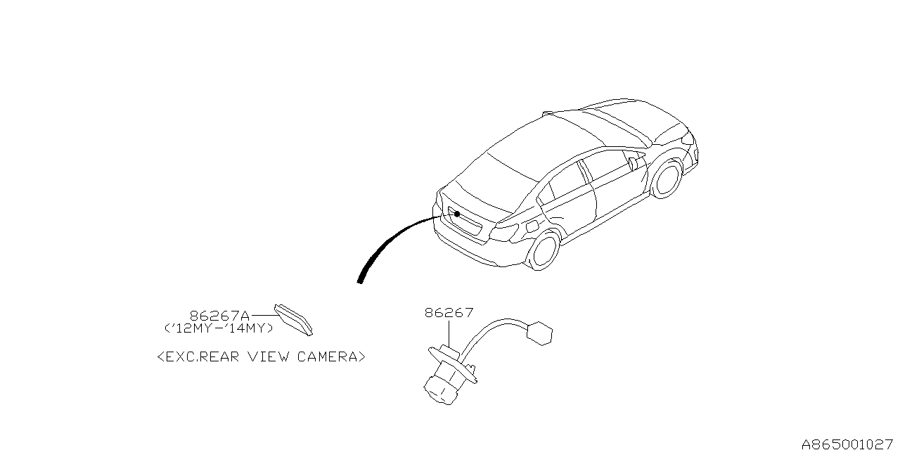 Subaru 86267FJ100 Rear V Camera Assembly Sdn