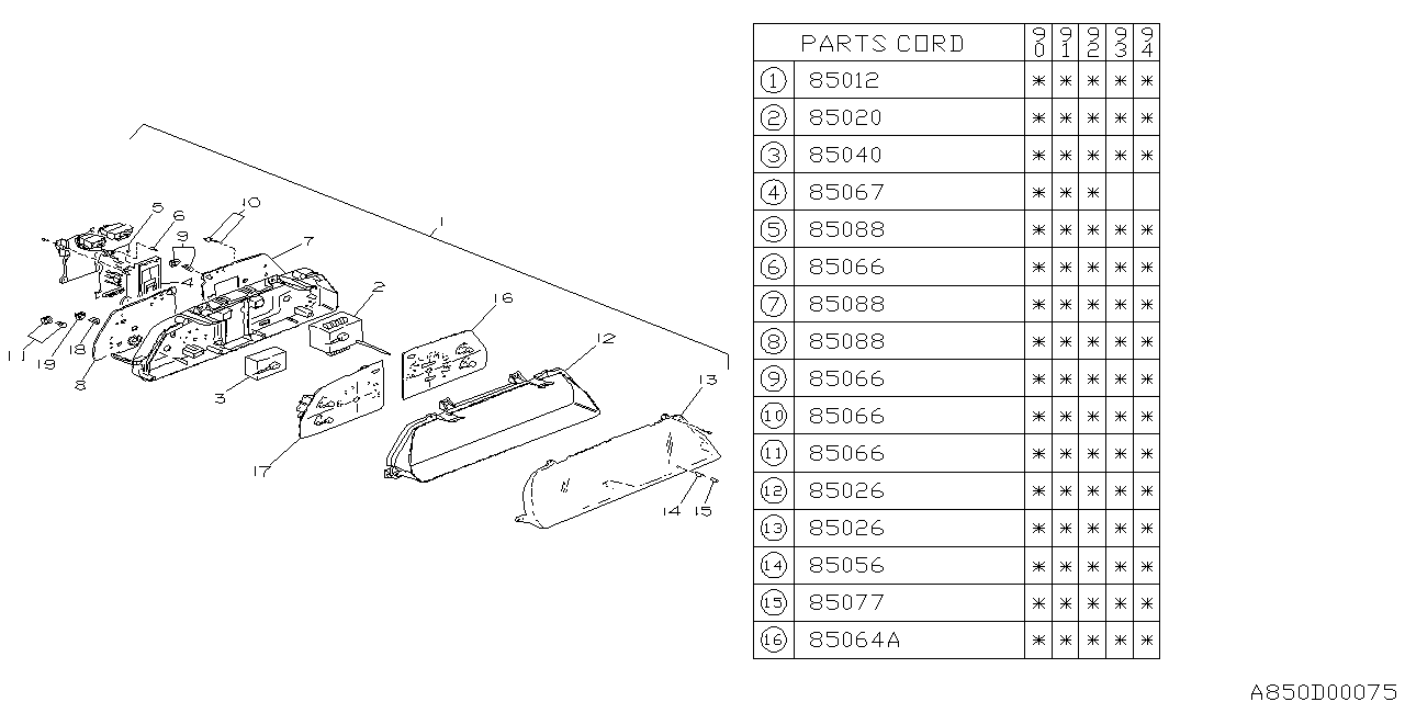 Subaru 85044GA600 Speedometer Assembly