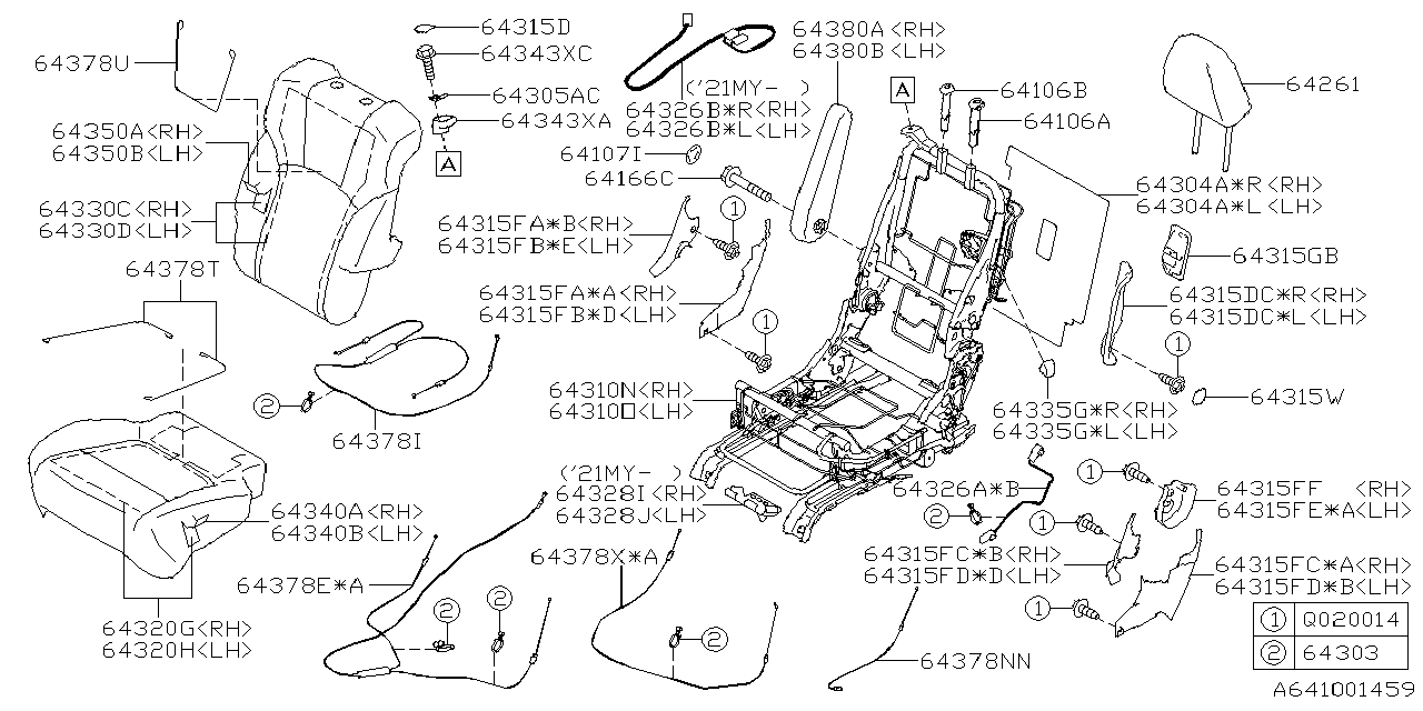Subaru 64340XC04AVH Seat Cushion Cover Assembly Right