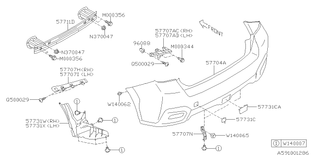 2014 Subaru XV Crosstrek Cover Bumper Rear Sdn Diagram for 57731FJ100