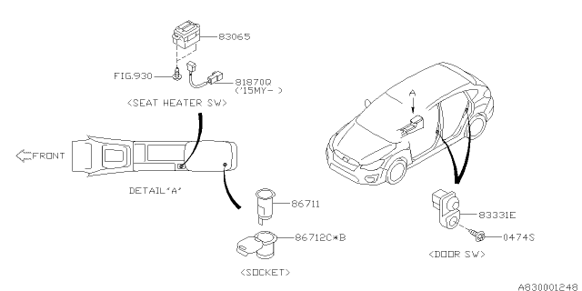2015 Subaru Impreza Switch - Instrument Panel Diagram 1