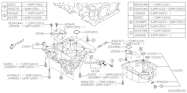 2012 Subaru Impreza Switch Assembly Oil Level Diagram for 11136AA070