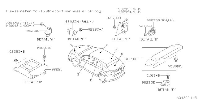 2014 Subaru Impreza Air Bag SATL Sensor Diagram for 98237FJ000