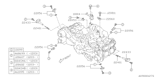 2015 Subaru Impreza Spark Plug & High Tension Cord Diagram