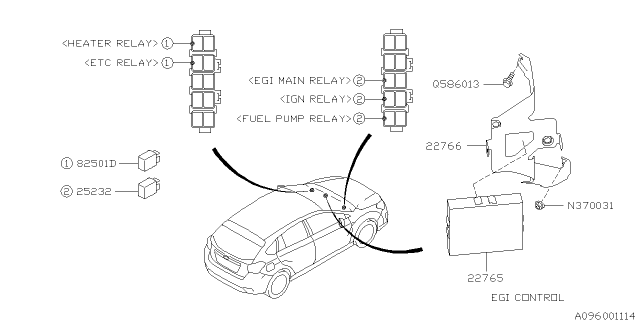 2013 Subaru Impreza Relay & Sensor - Engine Diagram