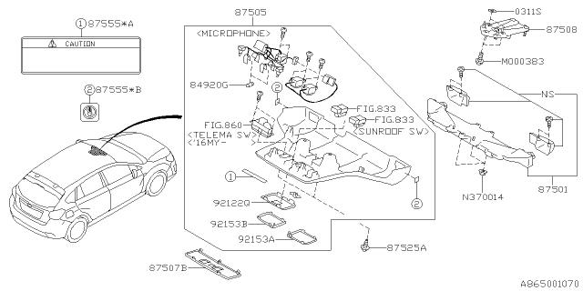 2016 Subaru Impreza Cover Camera Diagram for 87505FJ190ME