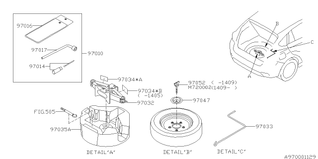 2014 Subaru Impreza Holder Assembly Jack Diagram for 97035AJ020
