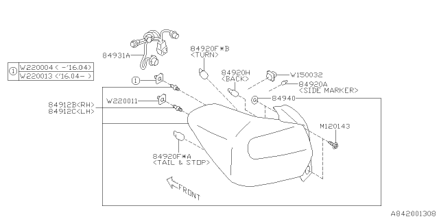 2016 Subaru Impreza Packing Diagram for 84940FJ020