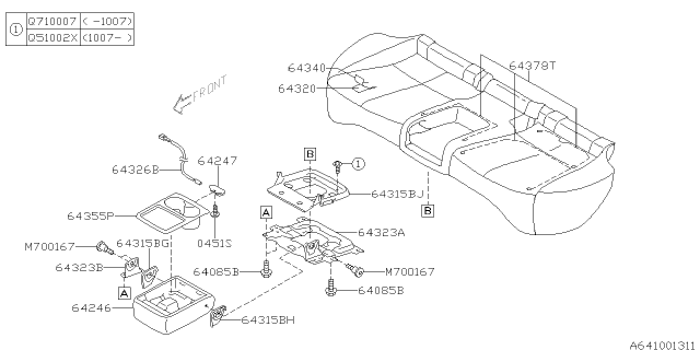 2011 Subaru Forester Table Assembly Rear Diagram for 64246SC070AR