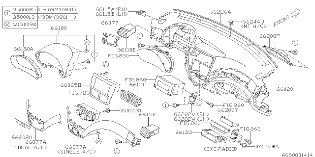 2013 Subaru Forester Panel Instrument Complete LHD Diagram for 66055FG111JM