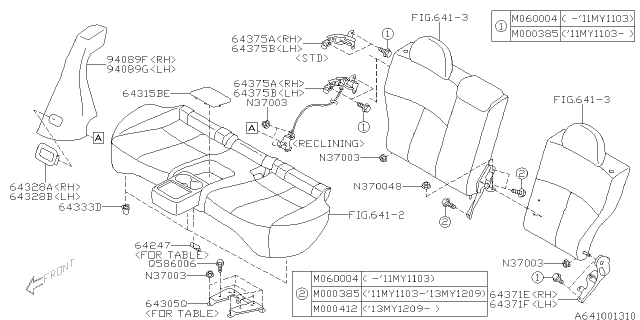 2009 Subaru Forester Pad Assembly Rear Side RH Diagram for 64244SC020AR
