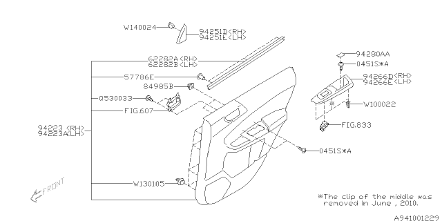 2012 Subaru Forester Trim Panel Assembly Door Rear RH Diagram for 94221SC000AR