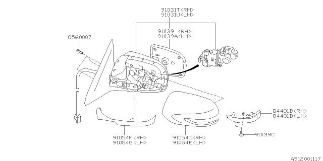 2012 Subaru Forester Cover Cap Out MIRLH Diagram for 91054SC080D6