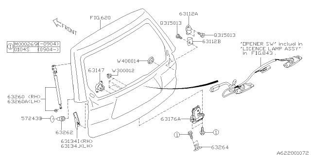 2010 Subaru Forester Rear Gate Stay Assembly, Left Diagram for 63269SC010
