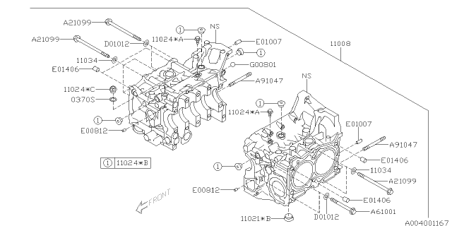 2009 Subaru Forester Wash Cylinder Blk SLNG Diagram for 11034AA010