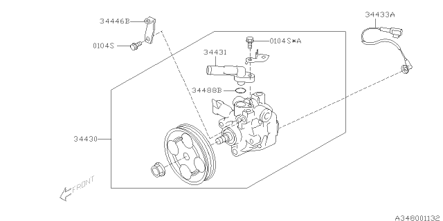 2011 Subaru Forester Power Steering Pump Assembly Diagram for 34430SC010