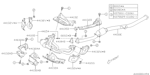2011 Subaru Forester Cover Complete Exhaust Diagram for 44651AC940