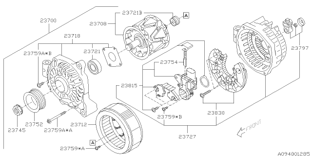 2013 Subaru Forester Cover Assembly ALTERNATOR Rear Diagram for 23727AA541