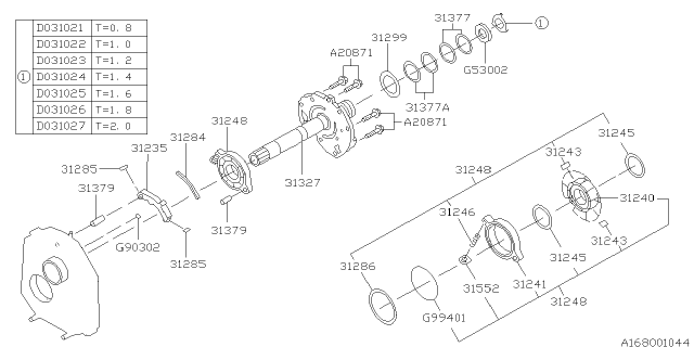 1998 Subaru Forester Washer Thrust Diagram for 31299AA030