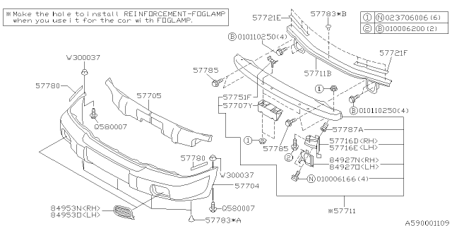 1998 Subaru Forester Cover Fog Lamp LH Diagram for 57751FC070MC