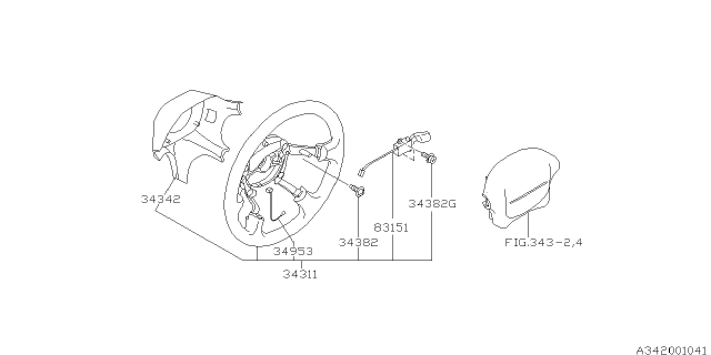 1998 Subaru Forester Steering Wheel Assembly Diagram for 34311AC410ML