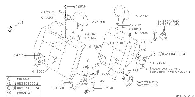 2002 Subaru Forester Rear Seat Back Rest Cover Complete, Right Diagram for 64350FC800GC