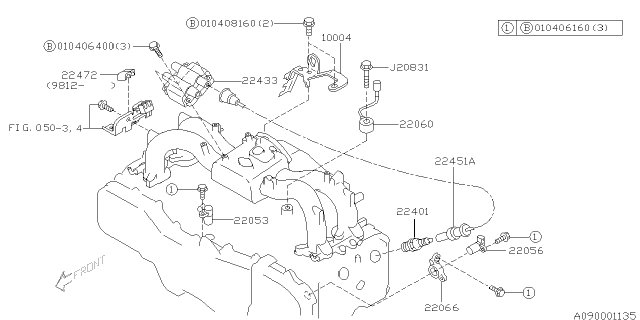 1999 Subaru Forester Engine Hanger Diagram for 10004AA011
