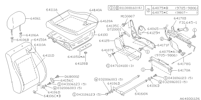 2002 Subaru Forester Front Seat Cushion Cover, Right Diagram for 64140FC480GC