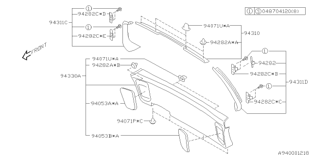 2002 Subaru Forester Trim Panel-Rear Gate Side Diagram for 94013FC030GA