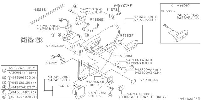 2001 Subaru Forester Pocket Rear Arm Rest RH Diagram for 94221FC020