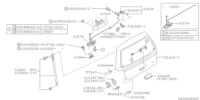 2002 Subaru Forester Rear Gate Stay Assembly, Right Diagram for 60315FC220