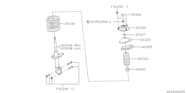 2001 Subaru Forester STRUT Complete-Front Right Diagram for 20310FC040