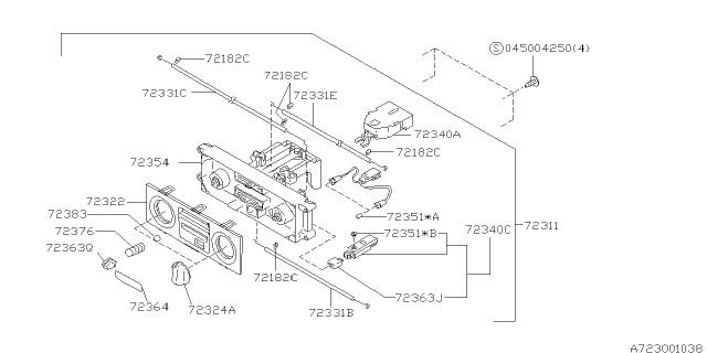 1999 Subaru Forester Lamp Box Diagram for 72351FA092