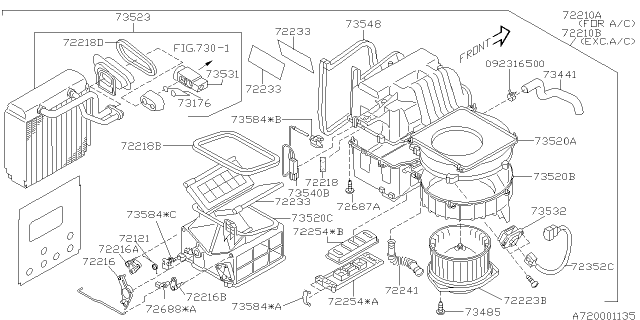2001 Subaru Forester Blower Motor Diagram for 72240FC010
