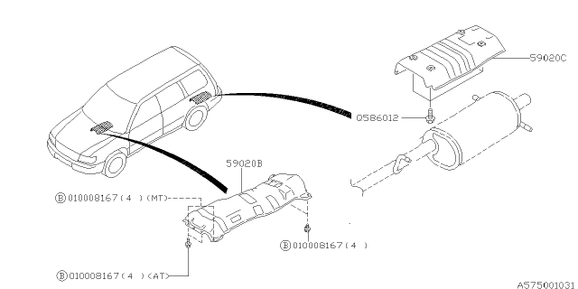 1998 Subaru Forester Exhaust Cover Front Diagram for 59024FC010