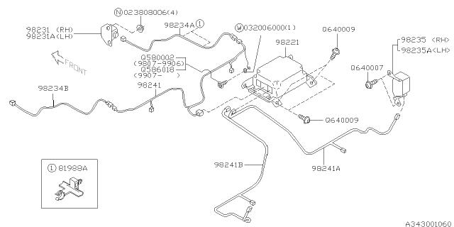 2000 Subaru Forester A/B Control Unit Diagram for 98221FC110