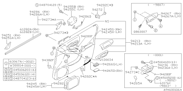 1998 Subaru Forester Front Door Arm Rest, Left Diagram for 94225FC010OE