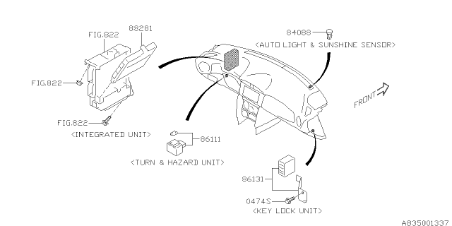 2014 Subaru BRZ Fuse Box Integrated Unit Assembly Diagram for 88281CA310