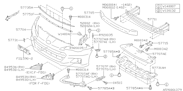2014 Subaru BRZ Bracket Front Bumper Corner Diagram for 57707CA011