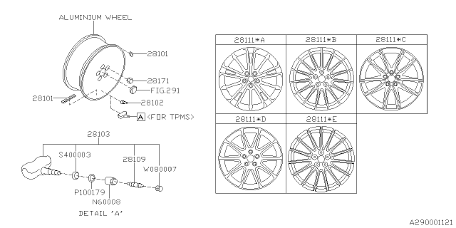 2016 Subaru BRZ Aluminium Disc Wheel Diagram for 28111CA080