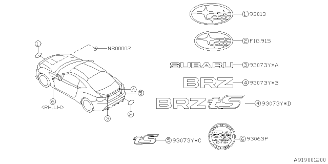 2014 Subaru BRZ Letter Mark Diagram