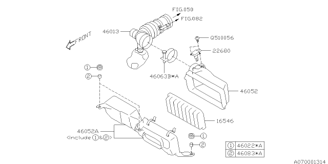 2013 Subaru BRZ Clamp Duct Diagram for 46063CA010