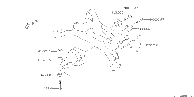 2015 Subaru BRZ Cushion Rub Differential Rear RH Diagram for 41322CA010