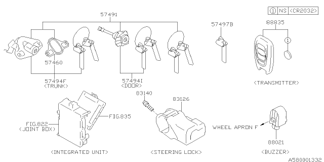 2015 Subaru BRZ Key Kit & Key Lock Diagram 3