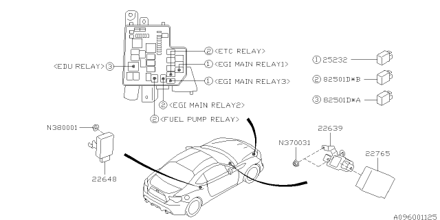 2013 Subaru BRZ Relay & Sensor - Engine Diagram