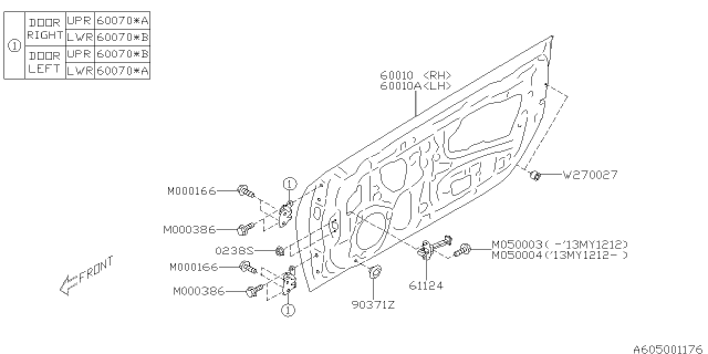 2020 Subaru BRZ Checker Assembly Front Door Diagram for 61124CA001