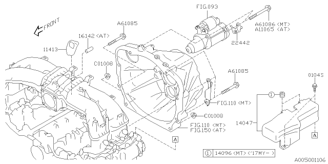 2019 Subaru BRZ Timing Hole Plug & Transmission Bolt Diagram